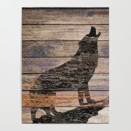 Rustic Wolf Silhouette A383 Poster
