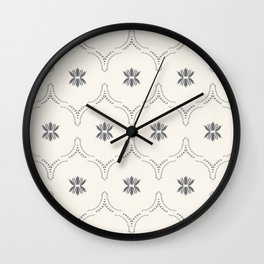WILDFLOWER JASMIN GREY Wall Clock | Jasmine, Neutral, Bohemian, Drawing, Pattern, Boho, Ink Pen, Modern, Digital, Curated 