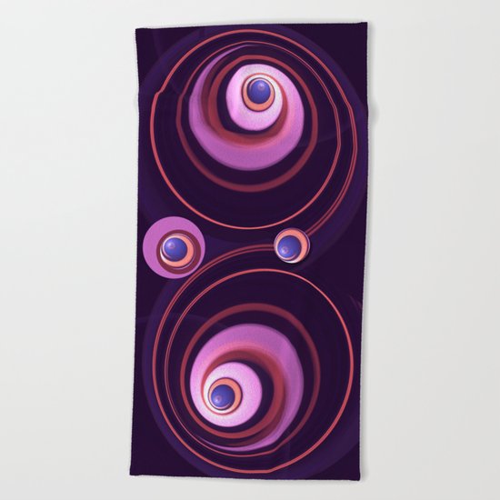 Radial abstract in pink, purple, blue and orange Beach Towel