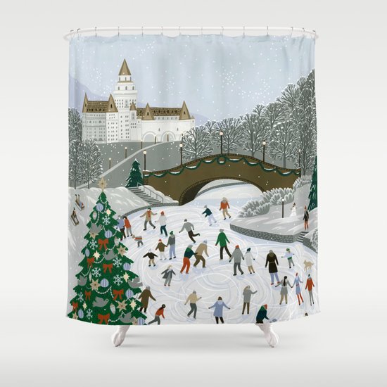 Ice Skating Pond Shower Curtain By Yuliyart Society6