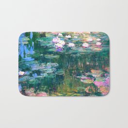 water lilies : Monet Badematte | Monet, Colorful, Nature, Flowers, Purevintagelove, Impressionism, Monetframedart, Painting, Digital, Pop Art 