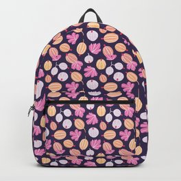 Karviaiset - Gooseberries - Bright Pink, Orange & Purple Palette Backpack | Repeat, Fruitarian, Berries, Fruity, Colorful, Harvest, Europeangooseberry, Drawing, Garden, Gooseberry 