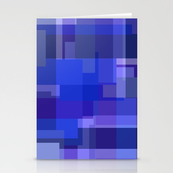 Rectangles Blue pattern Design Geometric Stationery Cards