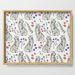 The Tigers & Floral Doodle Pattern -  Serving Tray