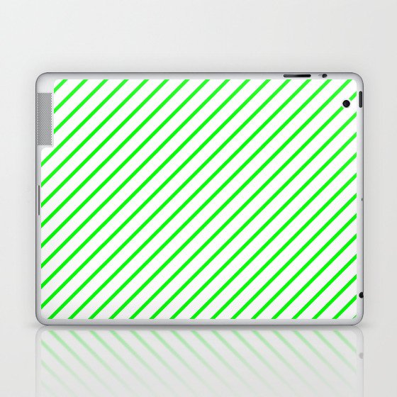 Diagonal Lines (Green/White) Laptop & iPad Skin