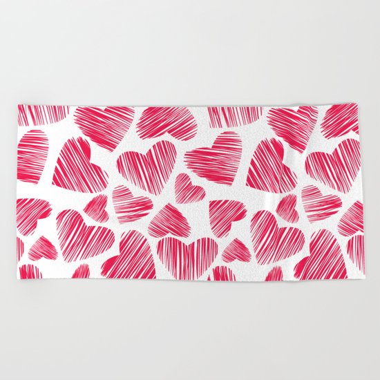 Hearts Beach Towel