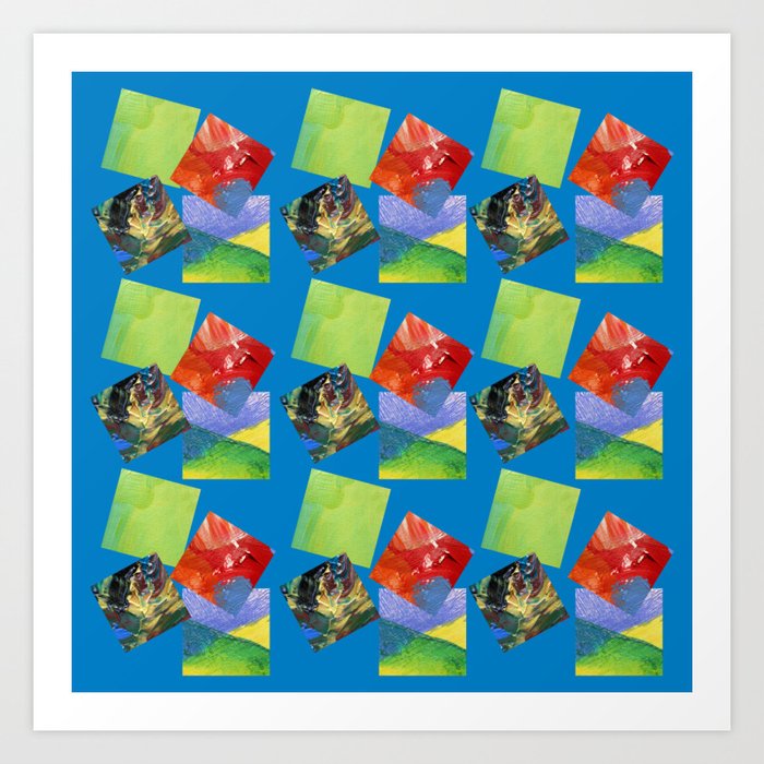 Painted Squares Jiggle - Blue Art Print