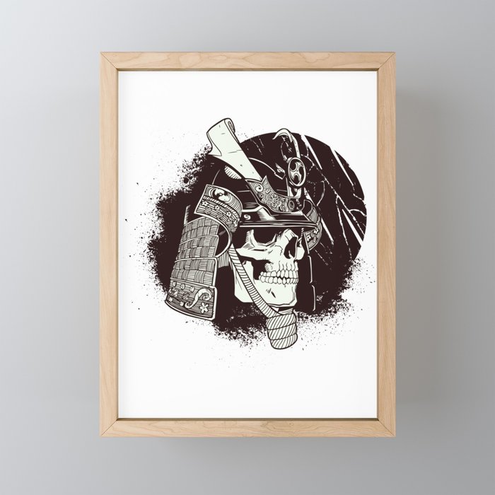 Samurai Skull Framed Mini Art Print