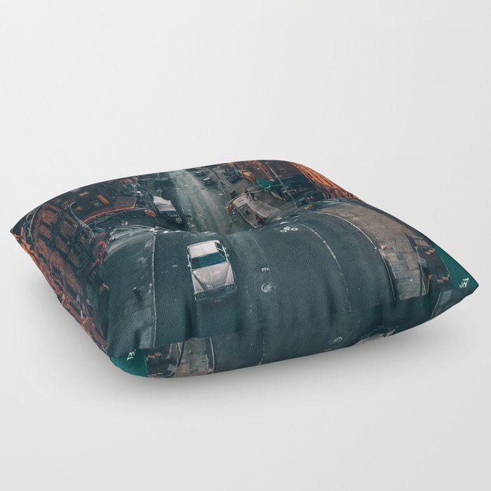 New York City skyline and Chinatown neighborhood in Manhattan Floor Pillow