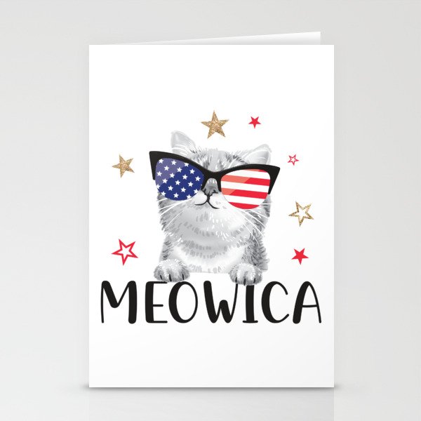 Meowica Independence Day Cat Stationery Cards