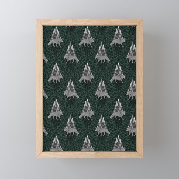 Gray Wolf in the Mountains  Framed Mini Art Print