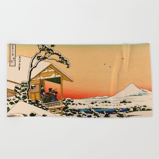 Snow at Koishikawa - Vintage Japanese Art Beach Towel