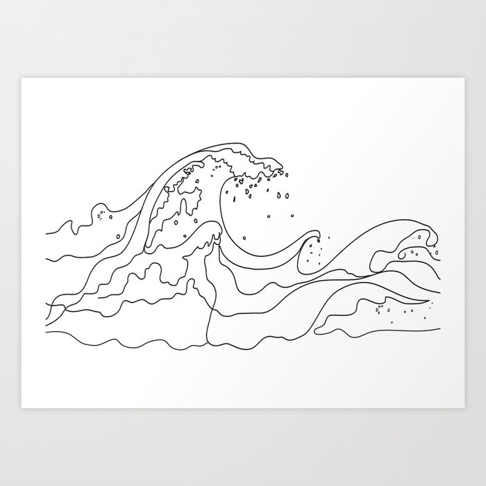 Minimal Line Art Ocean Waves Art Print By Nadja1 Society6