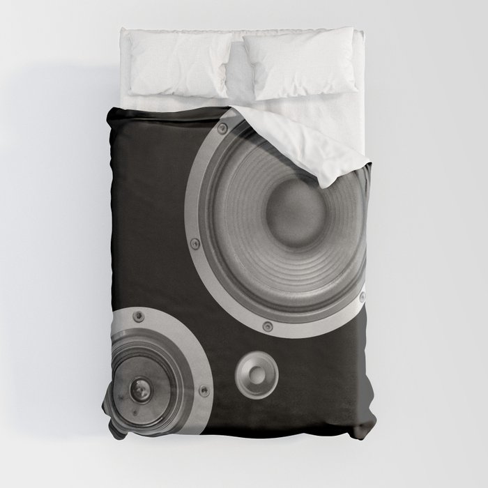 Subwoofer Speaker on black Duvet Cover