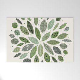 Mid-Century Green Leaves Welcome Mat