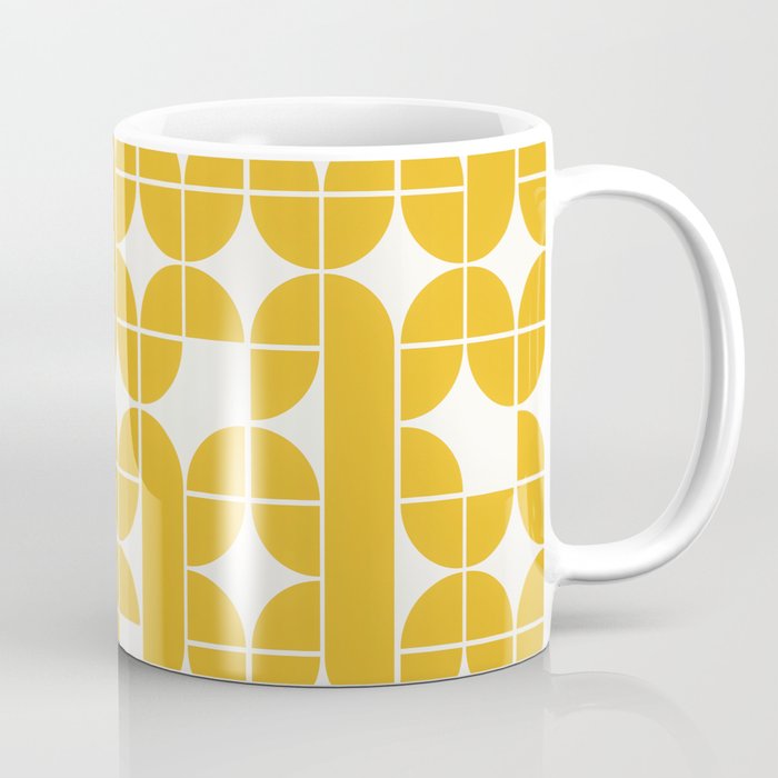Mid Century Modern Geometric Pattern Yellow Coffee Mug