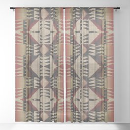 Native American Indian Tribal Mosaic Rustic Cabin Pattern Sheer Curtain