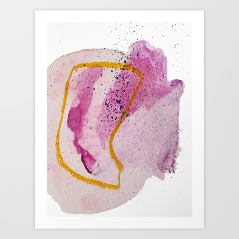 Awakening A Minimal Abstract Mixed Media Piece In Pinks Yellow And Blue By Alyssa Hamilton Art Art Print By Blushingbrushstudio Society6