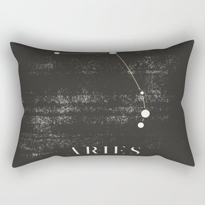 Aries - Zodiac Sign - Black and White Aesthetic Rectangular Pillow