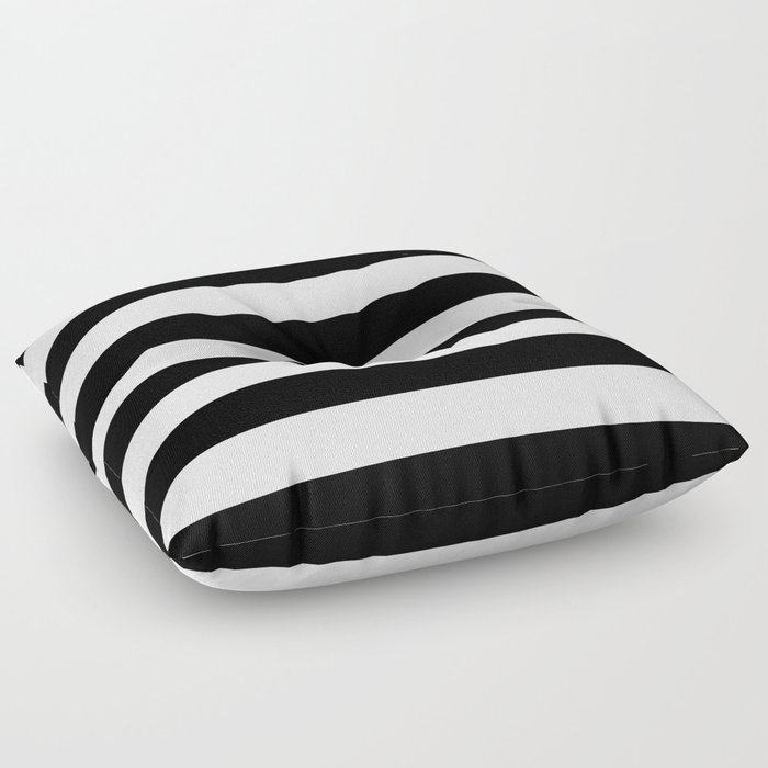 Stripe Black And White Horizontal Line Bold Minimalist Cabana Stripes Lines Drawing Floor Pillow