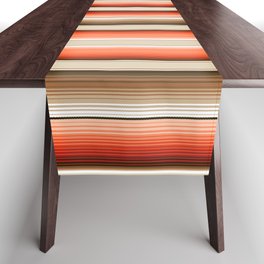 Navajo White, Burnt Orange and Brown Southwest Serape Blanket Stripes Table Runner