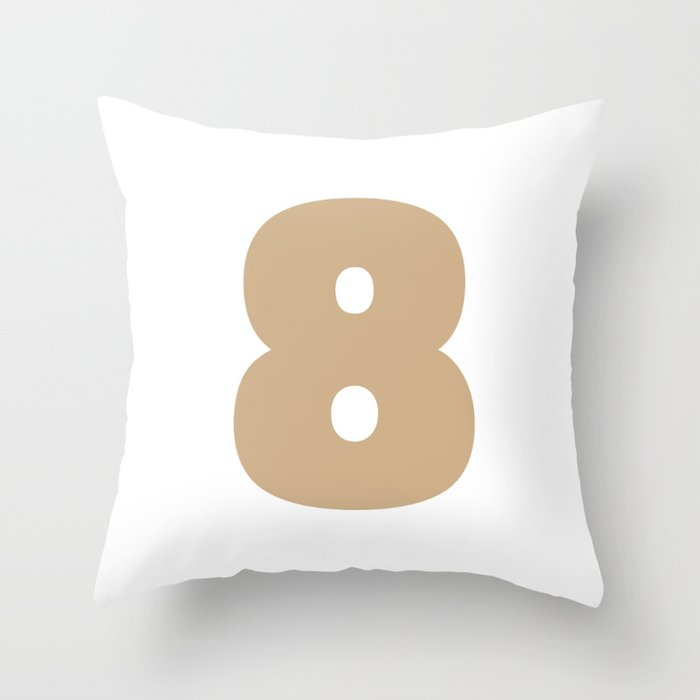 8 (Tan & White Number) Throw Pillow