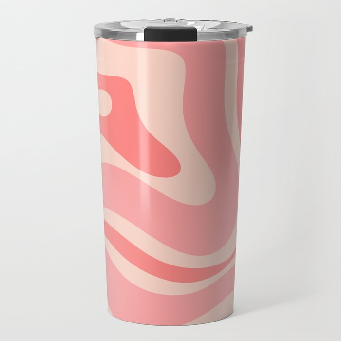 Blush Pink Modern Retro Liquid Swirl Abstract Pattern Square Travel Mug