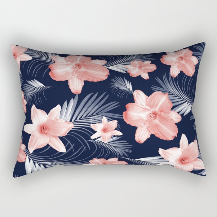Tropical Flowers Palm Leaves Finesse #6 #tropical #decor #art #society6 Rectangular Pillow