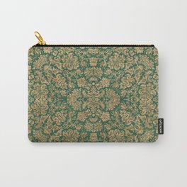 Antique Gold and Green Brocade Pattern Carry-All Pouch
