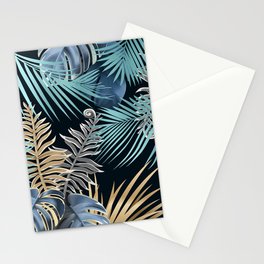 Lush Jungle Teal, Blue, Gold Stationery Card