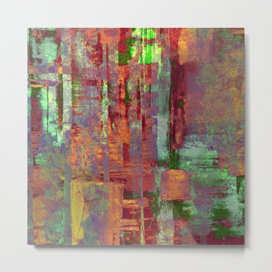 Overexposed - Abstract, textured painting in brown, orange and green Metal Print