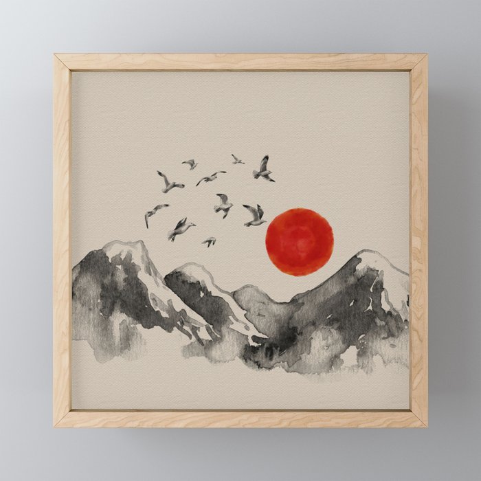 Japanese Mountains Serenity Landscape Art Print by