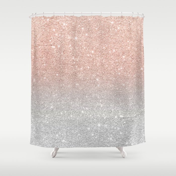 Modern Trendy Rose Gold Glitter Ombre Silver Glitter