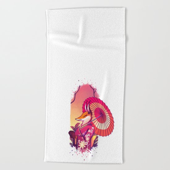 Kimono Kitsune Beach Towel