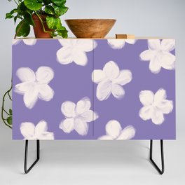 70s Groovy Hand-Painted Flowers on Very Peri Credenza