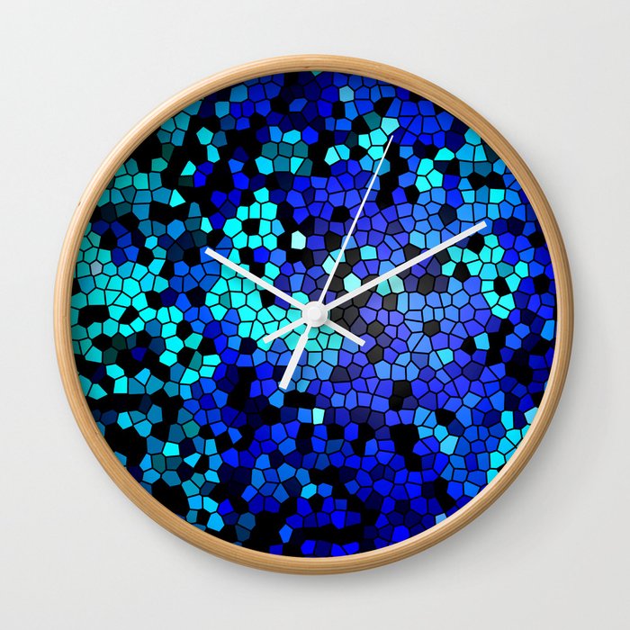 STAINED GLASS BLUES Wall Clock