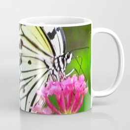 Butterfly and Pink Flowers Coffee Mug
