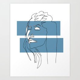 Girl with blue Art Print
