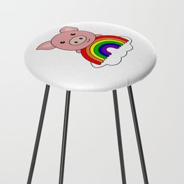 Pig Rainbow Cute Animals Colorful Counter Stool