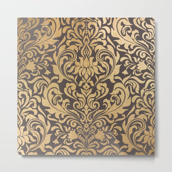 Gold swirls damask #9 Metal Print
