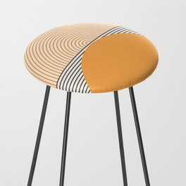 Geometric Lines Design 18 in Shades of Yellow Gold Black (Sunrise and Sunset) Counter Stool