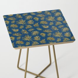 Gold leaves on deep blue background Side Table