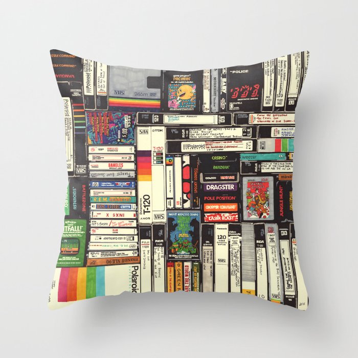 Cassettes, VHS & Video Games Throw Pillow