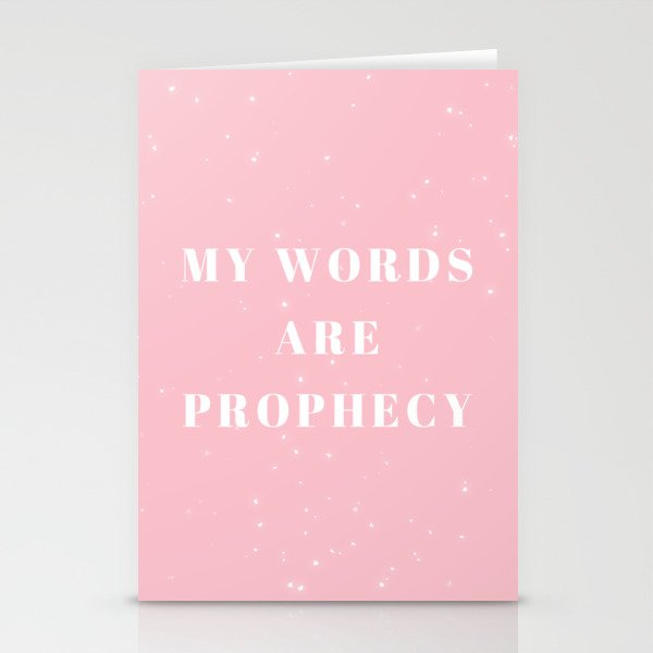 My words are Prophecy, Prophecy, Inspirational, Motivational, Empowerment, Pink Stationery Cards