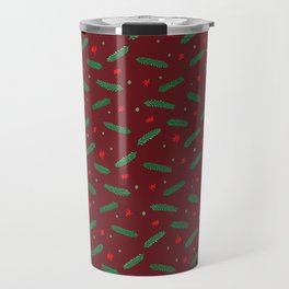 Christmas branches and stars - red Travel Mug
