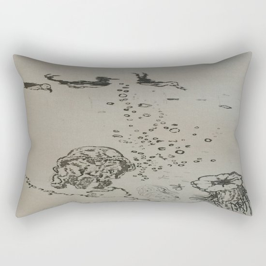 Under The Sea Green Black and White Rectangular Pillow