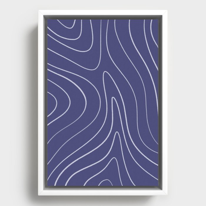 Minimalist Topographical Abstract in Purple Periwinkle Framed Canvas