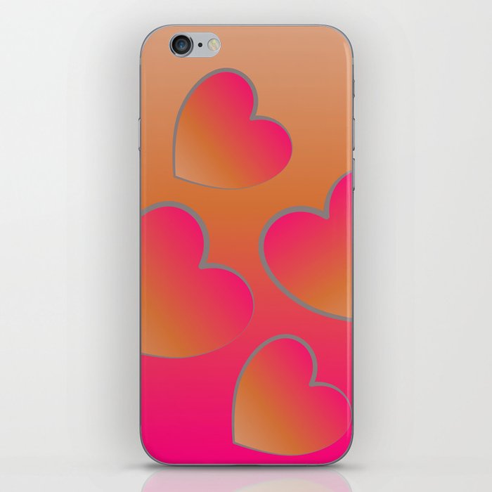 Heartfelt in Coral and Hot Pink iPhone Skin