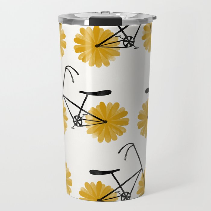 Flower Powered Bike Yellow Daisy Travel Mug