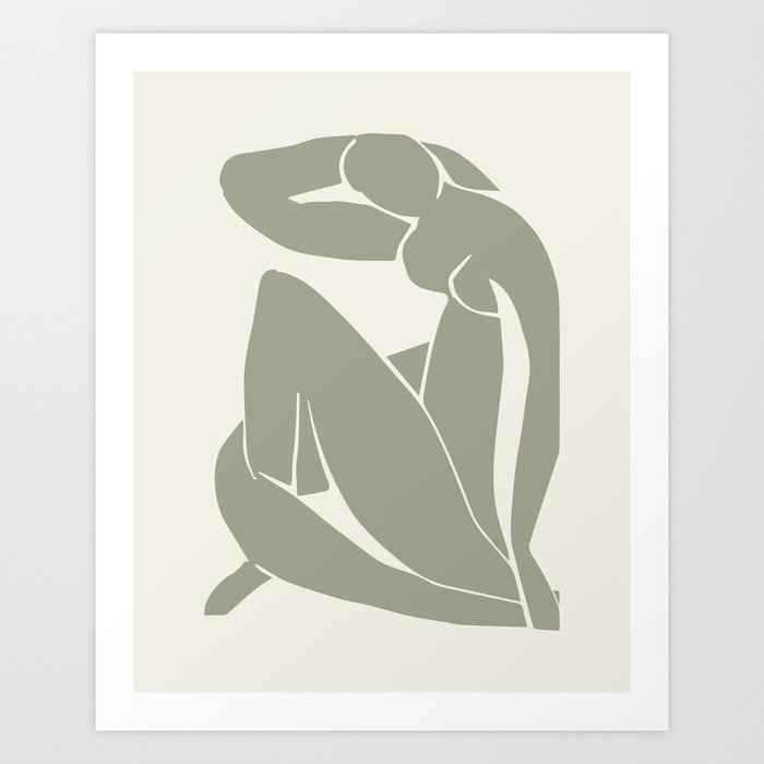Sage Green Matisse Nude Art, Henri Matisse Abstract Art, Mid Century Art Decor Art Print